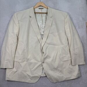 Jack Victor Men's 60R Classic Blazer Sport Coat Beige Striped Linen Blend Summer